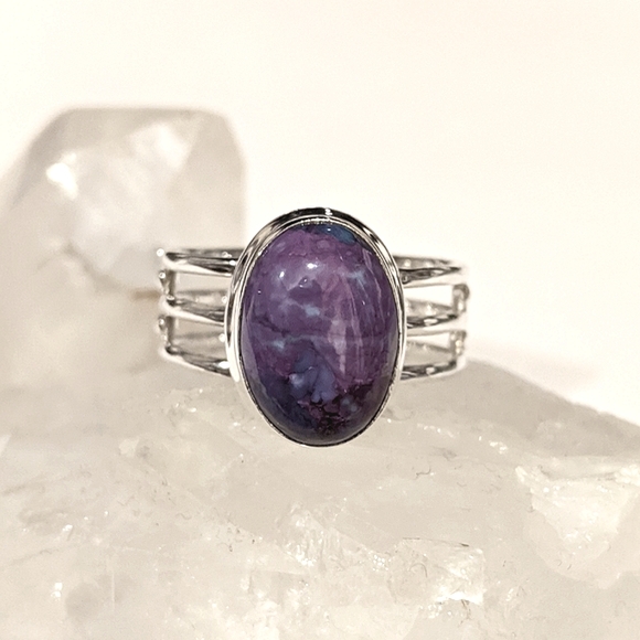 Purple Copper Turquoise, 925 Silver Ring, Size 9.5 - Picture 1 of 7